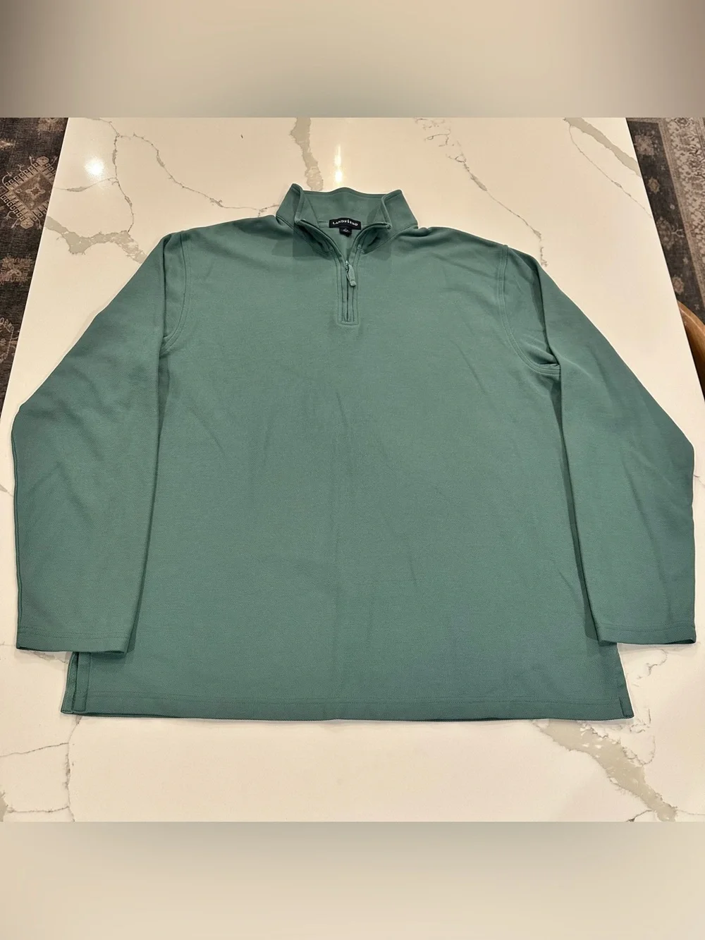Lands' End Men’s 1/4 Zip Pullover Sage Green Preppy Nautical Outdoors Coastal XL